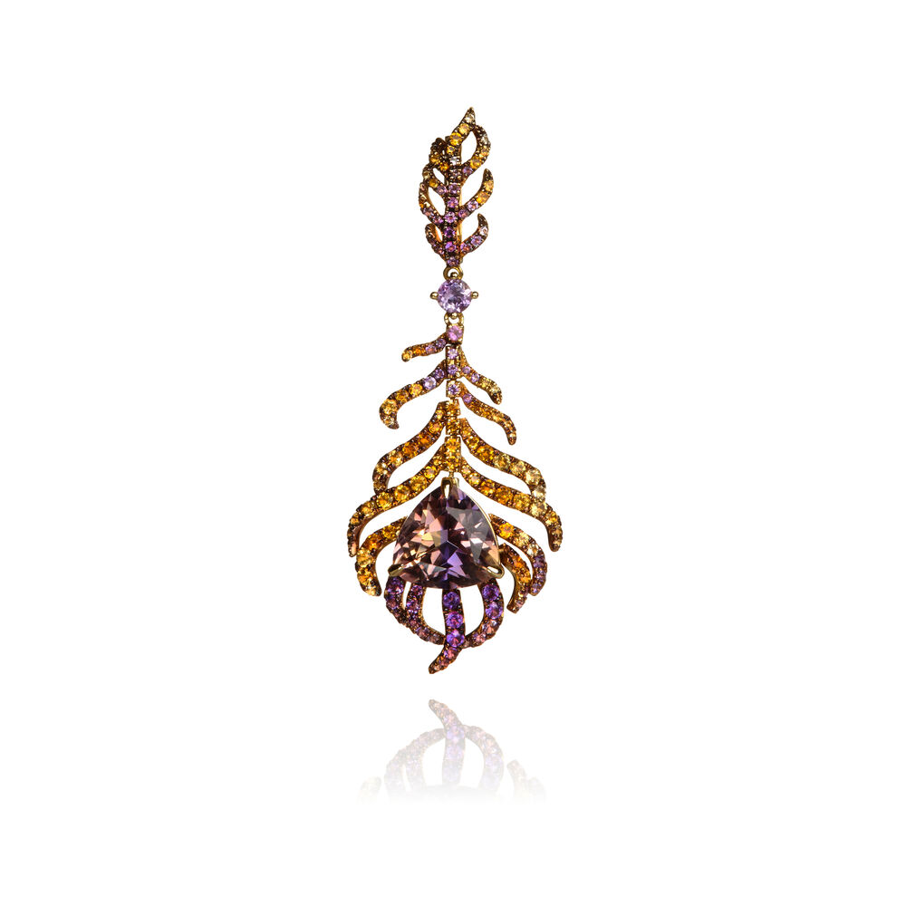 Unique Tsar Feather 18ct Gold Ametrine Pendant | Annoushka jewelley